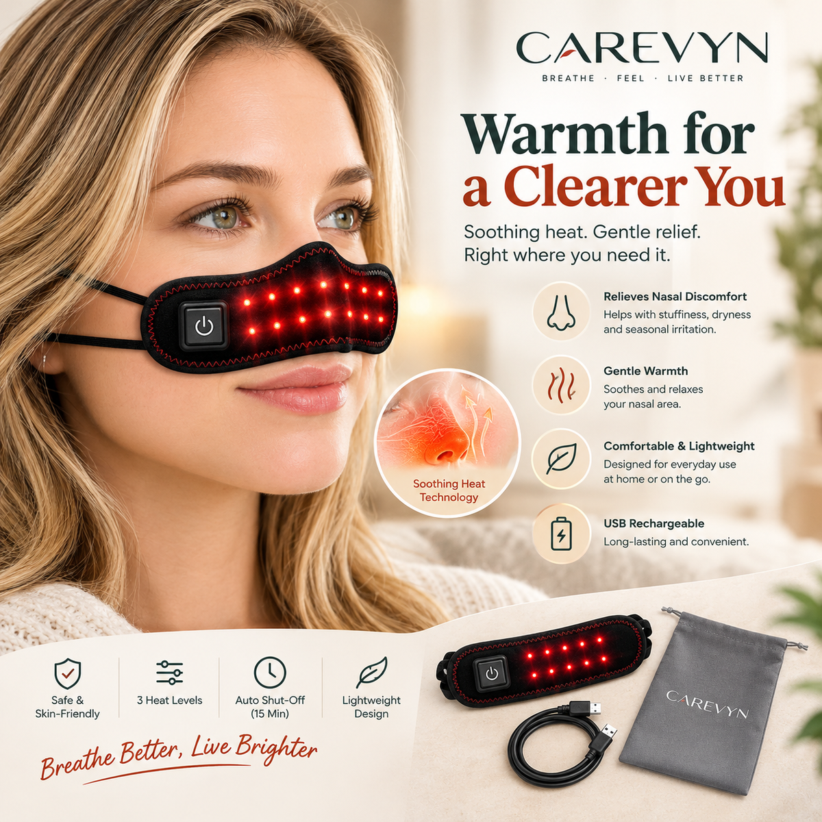 Rechargeable Heated Nose Wrap